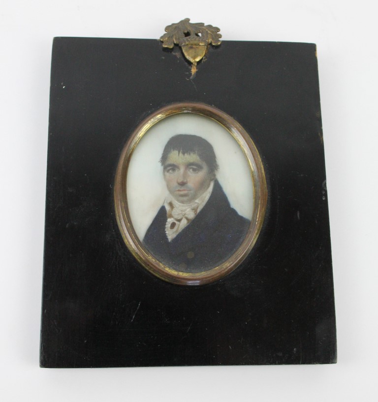 A Georgian hand painted portrait miniatu