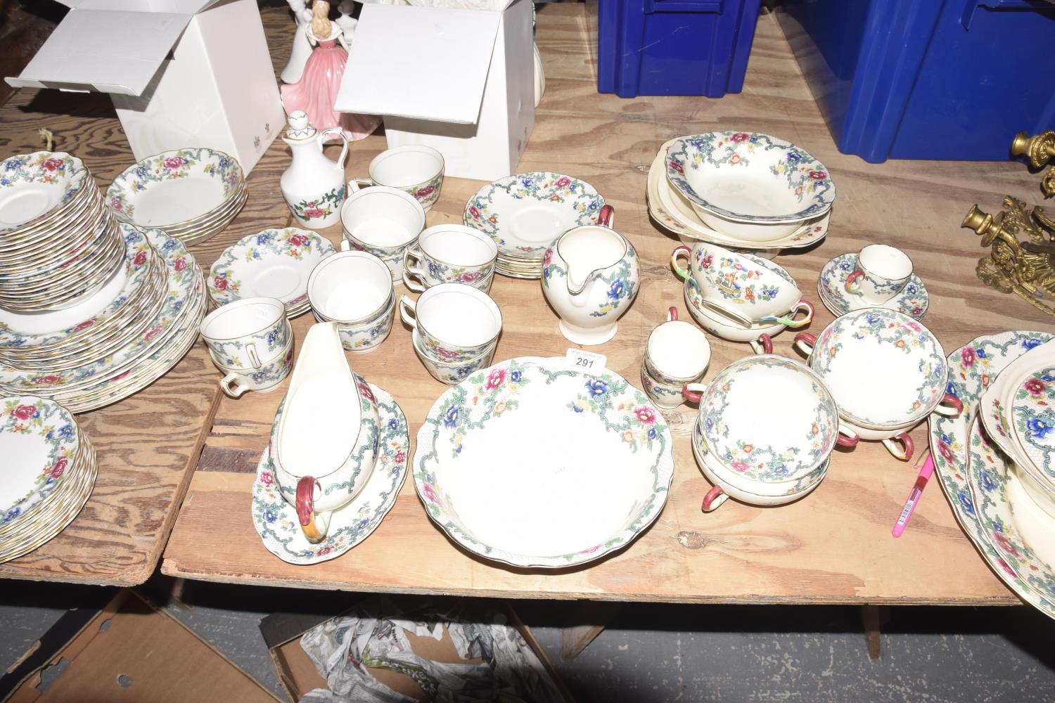 An extensive Royal Cauldon 'Victoria' pattern dinner service Comprising six dinner plates, seven