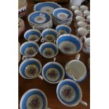 A quantity of blue and floral decorated Old Royal tea ware