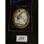 A late 19th Century shell cameo, the oval shape shell cameo depicting a classical scene, within a