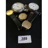 A selection of wristwatches and pocket watches to include a Rotary watch, two Accurist watches and