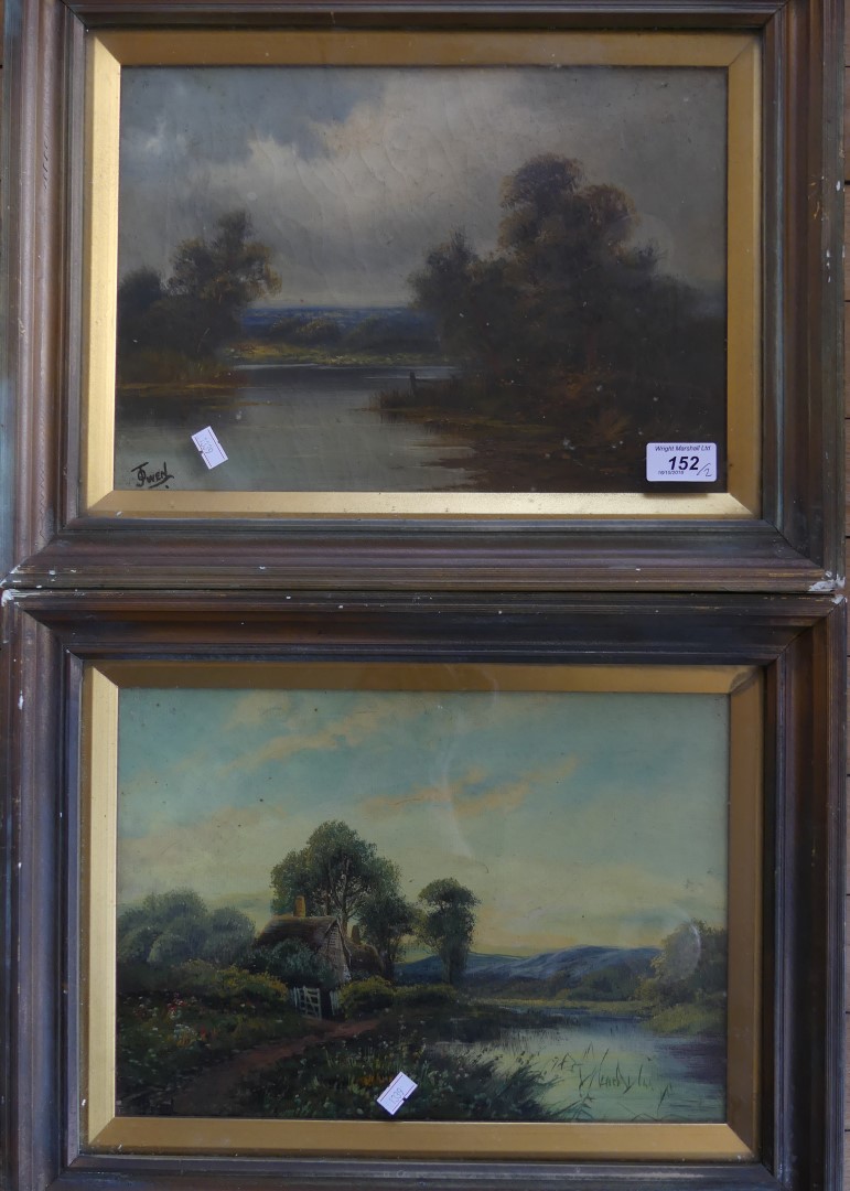 J. Owen (British, 19th Century) - A pair of studies of riverside scenes, oil on canvas, framed and