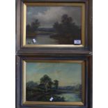 J. Owen (British, 19th Century) - A pair of studies of riverside scenes, oil on canvas, framed and