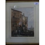 Continental School (19th Century) - Study of Venetian Canal scene with Gondolas, initialed HBB and