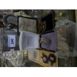 A mixed lot comprising small silver fobs, silver ingot double chain, pewter tankard and other items