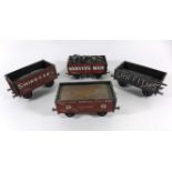 Four good quality unboxed 'O' gauge open wagons Advertising Shire Oaks Griffiths of Liverpool,