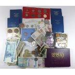 A collection of British and foreign coinage and banknotes To include five Queen Elizabeth II two