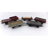 Five good quality 'O' gauge low sided flatbed wagons Believed to be by Bassett-Lowke Five good