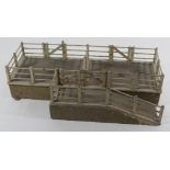 A good quality 'O' gauge scale set of wooden and metal cattle pens, possibly by Bassett-Lowke