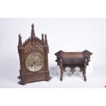 An impressive Victorian oak Gothic revival bracket clock by William Brown, High Street, Sheffield