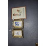 A group of three Mabel Lucie Attwell framed items Comprising of two original postcards, the first