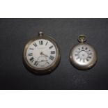 Two silver pocket watches To include a half hunter and an open face pocket watch.