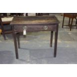 A Georgian mahogany side table Having a rectangular top above a frieze drawer raised on legs of