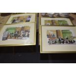 A group of ink & watercolour paintings The group depicting farcical Court rooms scenes. All signed