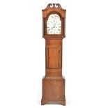 A George III oak cased eight day longcase clock TJ Truscott, St Ausell, having a twin swan neck