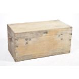 A 19th Century camphor wood chest The hinged top with a front inset swing handle, the sides