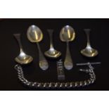A small collection of silver items To include five Victorian Sheffield teaspoons date mark 1900