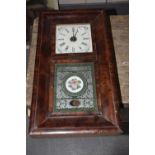 An American mahogany cased wall clock Having a 23cm painted dial enclosing a two train movement