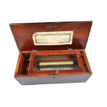 A Victorian mahogany cased cylinder music box The six airs movement with a single steel comb