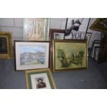 A mixed group of various paintings and prints To include paintings of Chester, prints of Victorian