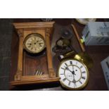 A Victorian Vienna style wall clock Complete with pendulum (af), an enameled wall clock dial with