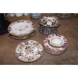 A collection of Japanese pattern table wares To include an Amari pattern shallow bowl, Derby Crown