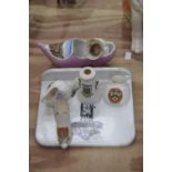 A small collection of ceramics To include a late 19th/early 20th Century porcelain butter slab, with
