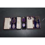 Three hallmarked silver and enamel Order of the Odd Fellows Medals c.1920's Awarded to Edwin Cook of