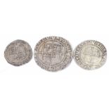 A Elizabeth I silver half crown, c.1584-86 With escallope Mint mark, further silver sixpence (
