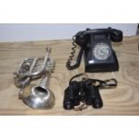 A group of three collectable items To include a bakelite telephone - mid 20th Century together