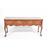 A good quality George II style burr elm dresser case, 20th Century The rectangular quarter