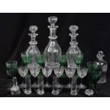 A group of etched glassware To include four decanters, tallest 31cm and shortest 25cm, three of