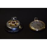 Two pocket watches To include a Russian white metal hunter pocket watch and an Oris pocket watch (