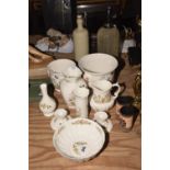 A mixed group of Aynsley 'Cottage Garden' ceramics To include two candlestick holders (6cm high),