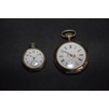 Two ladies pocket watches To include a Swiss silver pocket watch and a plated pocket watch.