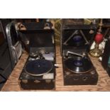 Two cased gramophones The first a 'Vivia-tonal Columbia Grafonona' gramophone No. 112 together