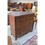 A 19th Century mahogany chest of drawers The rectangular moulded top above a single secret frieze