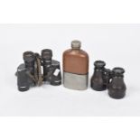 A Collection of vintage binoculars To include a J.T. Coppack and Omega binoculars, a pair of leather