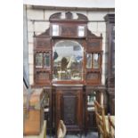 A late Victorian walnut mirror back chiffonier sideboard The architectural high back with carved