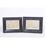 C.F. Becker a pair of drip stone or marble plaques Each carved in relief depicting a Dutch