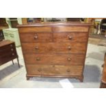 A 19th Century mahogany chest of drawers The rectangular top with rounded front corners above a