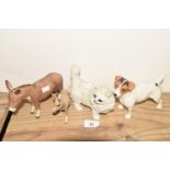 A group of four Beswick animal figures To include two donkey figures, the first 14cm high, and the
