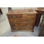 A Georgian mahogany chest of drawers Having a moulded rectangular top above two short and three long