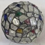 A late 19th Century ceiling light fitting Of spherical form, the lead glazed body constructed of