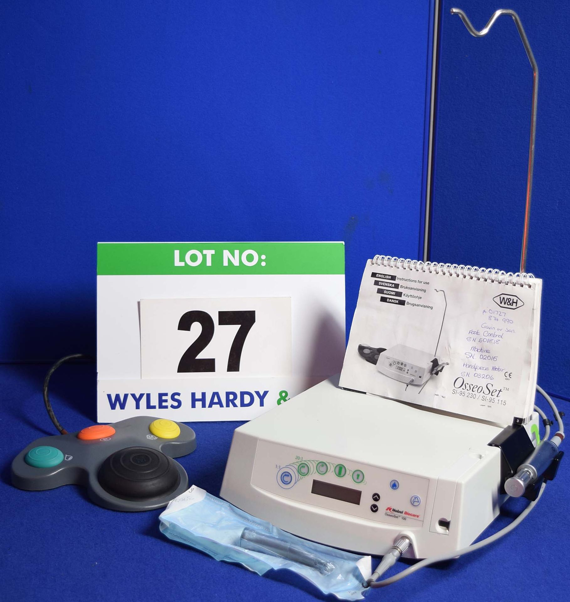 A W&H Osseo Set 100 SI95/230 Surgical Motor Unit with Foot Switch Control, Motor, Lead Set,