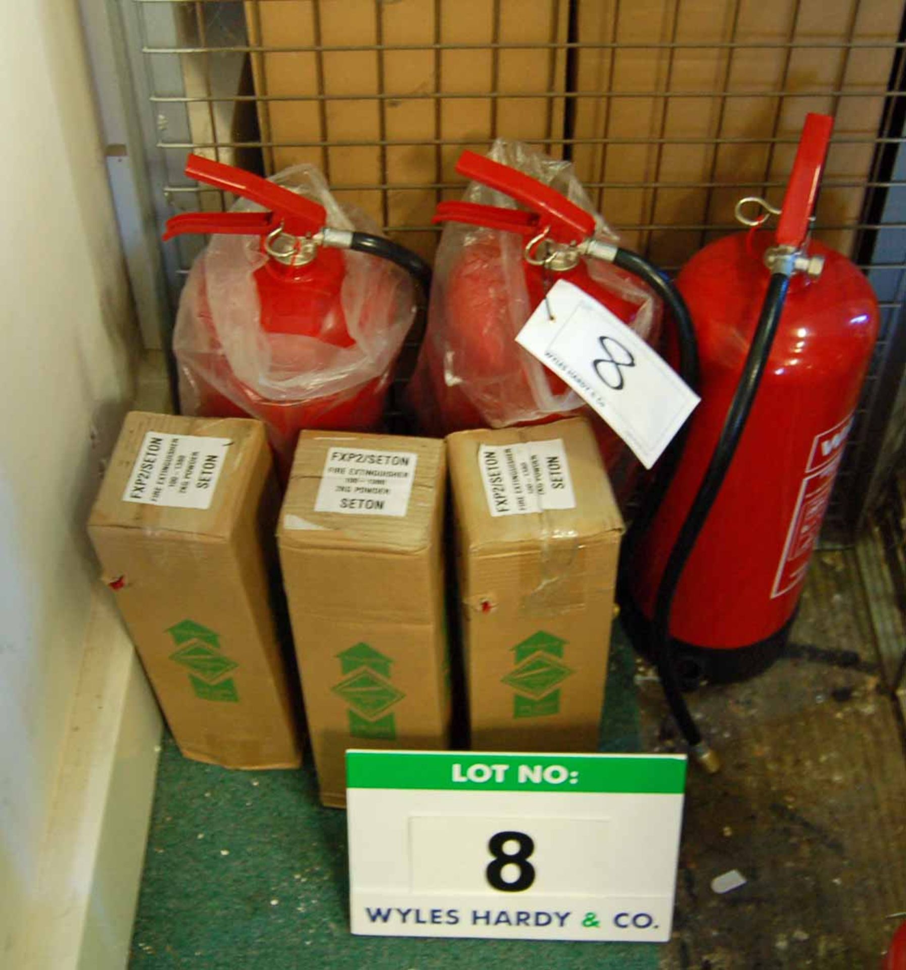 Three 9-Litre Water Fire Extinguishers and Three 2Kg Powder Fire Extinguishers