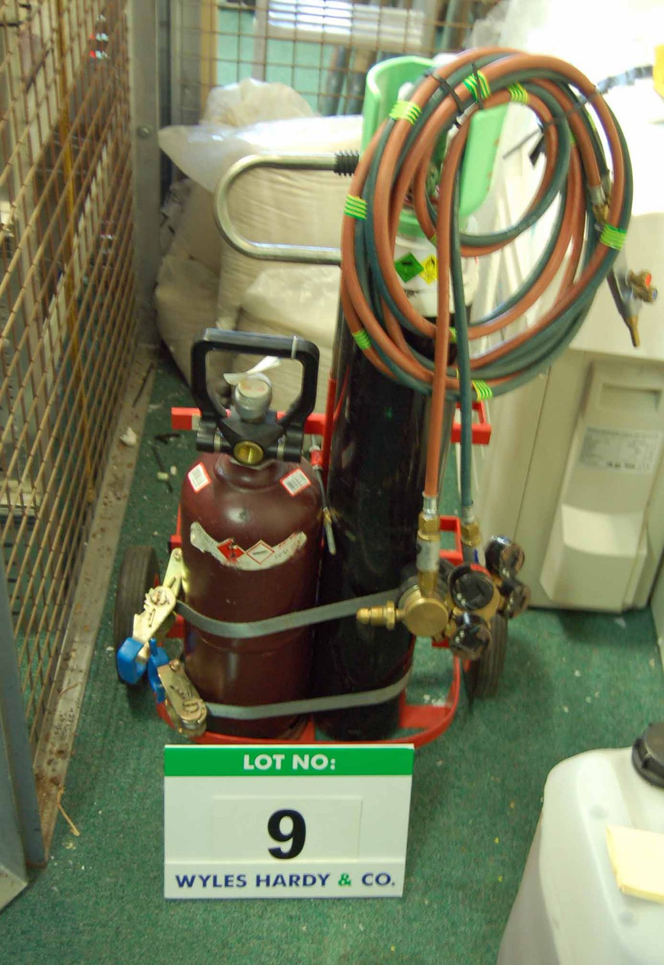 A Portable Oxy-Acetylene Set including Torches, Gauges and 2-Bottle Trolley (As Photographed) (