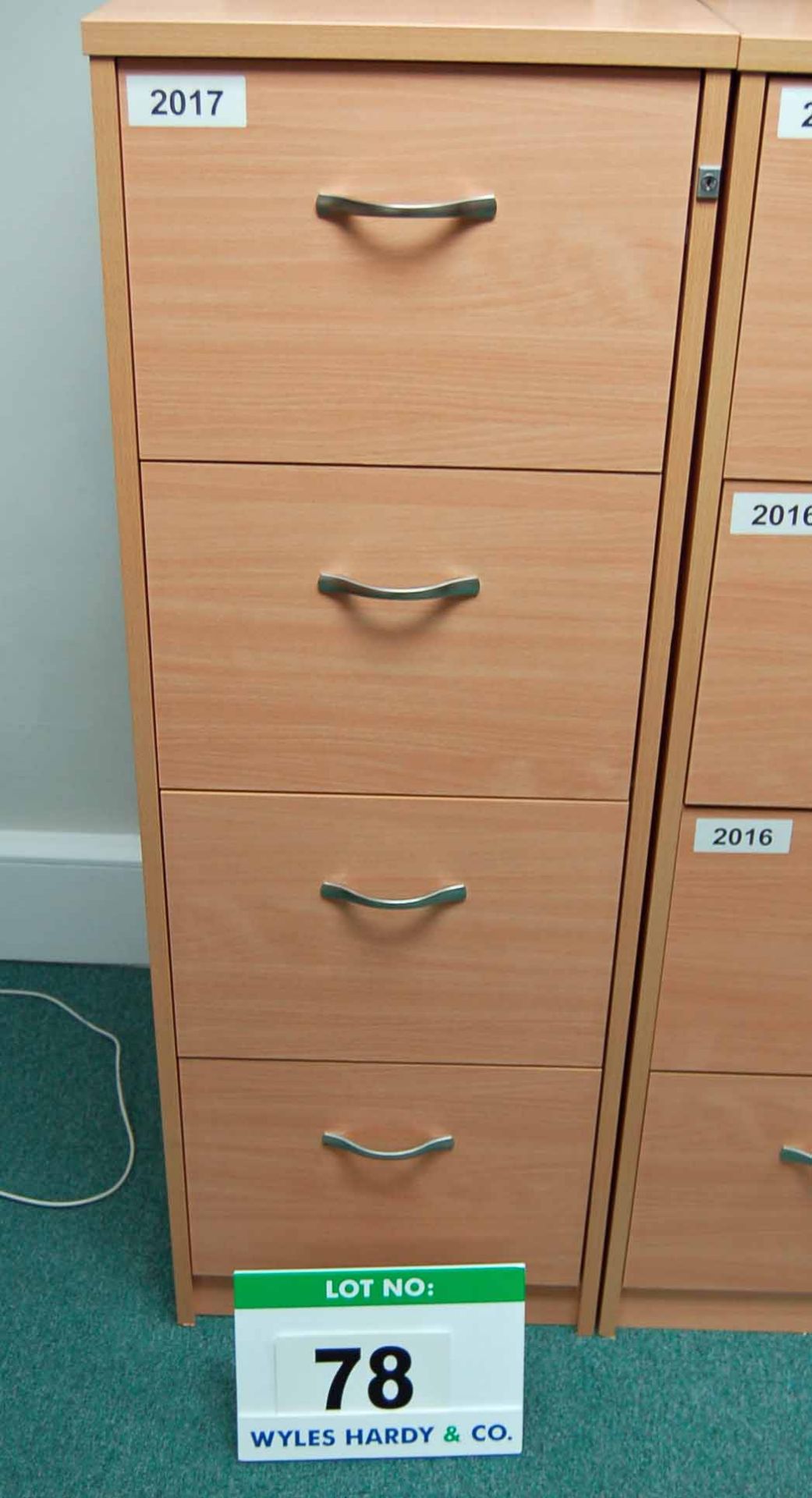 A Beech Effect 4-Drawer Filing Cabinet