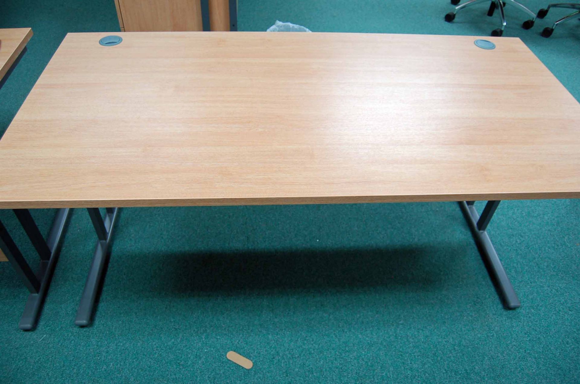 Five 1600mm x 800mm Limed Oak Effect Cantilever Framed Desks - Image 2 of 3