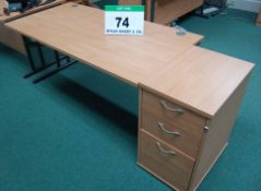 A 1600mm x 800mm Limed Oak Effect Cantilever Desk with Desk Height Pedestal